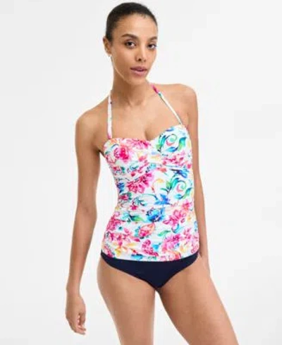 Anne Cole Womens Watercolor Paisley Twist Front Bandeau Tankini Top High Waist Bikini Bottoms