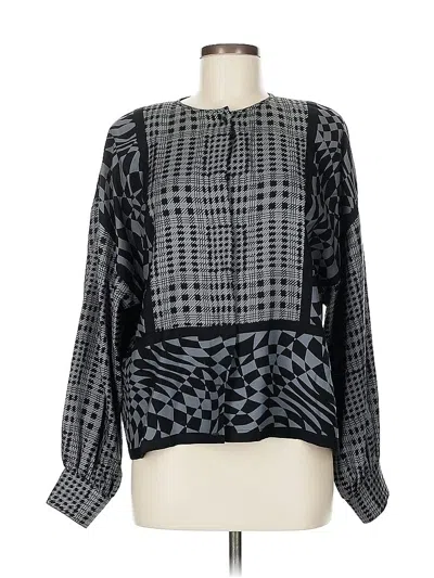 Pre-owned Anne Crimmins For Umi Collection Long Sleeve Blouse In Gray