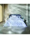 Anne De Solene Anne De Solène 300 Thread Count Calme Organic Sateen Reversible Printed Coverlet In Blue