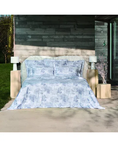 Anne De Solene Anne De Solène 300 Thread Count Silence Organic Sateen Reversible Duvet Cover In Blue