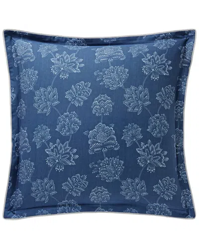 Anne De Solene Anne De Solène Cotton Percale 200 Thread Count Nocturne Euro Sham In Blue