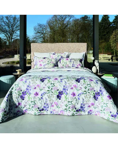 Anne De Solene Anne De Solène Ephemere Organic Percale Reversible Quilted Coverlet In Blue