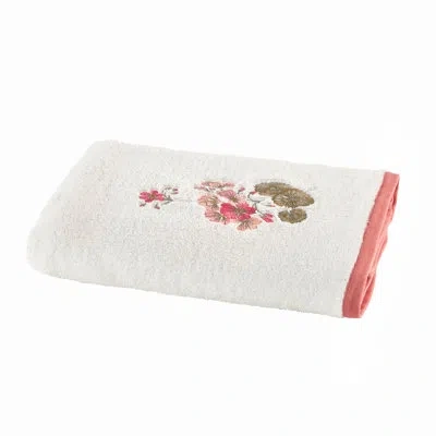 Anne De Solene Flânerie Hand Towel In White Towel With Multicolor Embroidery