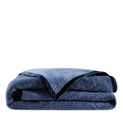Anne De Solene Frima Virgin Wool Bed Blanket, Queen In Blue