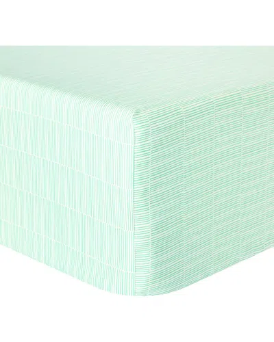 Anne De Solene Anne De Solène Fugace Organic Percale Fitted Sheet In Green