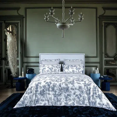 Anne De Solene Galante Printed Coverlet In Blue,white