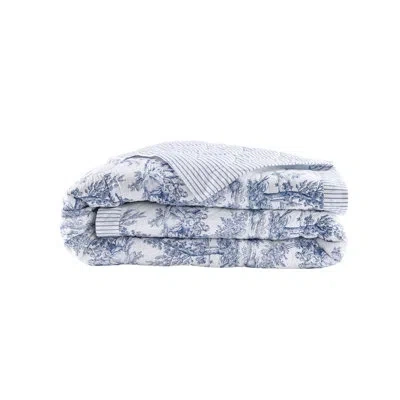 Anne De Solene Galante Printed Coverlet In Blue,white