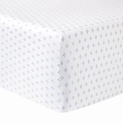 Anne De Solene Malacca Fitted Sheet, Queen In Blue On White