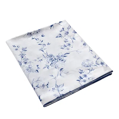 Anne De Solene Malacca Flat Sheet, King In Blue On White