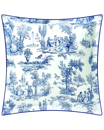 Anne De Solene Anne De Solène Organic Cotton Percale 200 Thread Count Galante Euro Sham In Blue