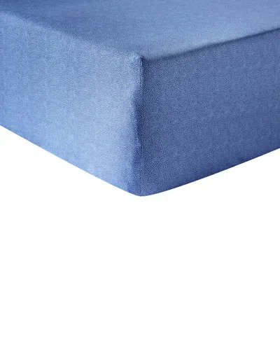Anne De Solene Anne De Solène Organic Cotton Sateen 300 Thread Count Imaginaire Fitted Sheet In Blue