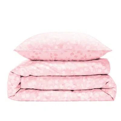Anne De Solene Rosee Pink/white 300 Thread Count Floral Egyptian-quality Cotton Sateen Flat Sheet In White;pink