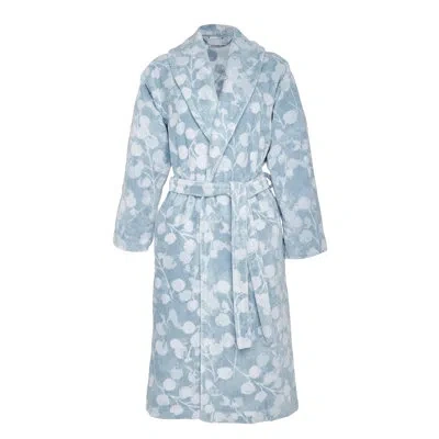 Anne De Solene Rosée Velvet Bathrobe Size Small In Blue; White