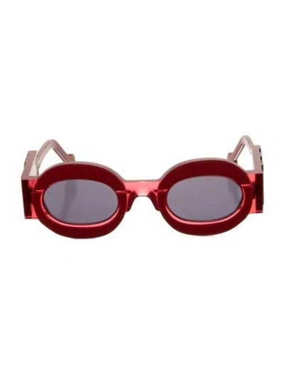 Pre-owned Anne Et Valentin Oversize Mirrored Sunglasses In Red