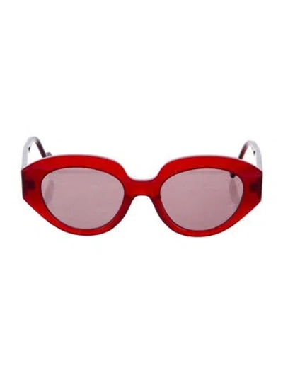 Pre-owned Anne Et Valentin Oversize Tinted Sunglasses In Red