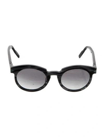 Pre-owned Anne Et Valentin Round Gradient Sunglasses In Black/gold