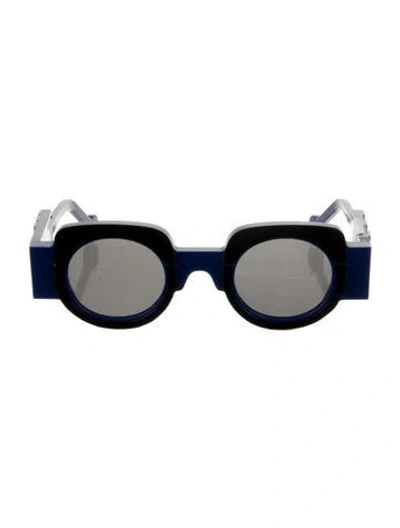 Pre-owned Anne Et Valentin Round Tinted Sunglasses In Blue