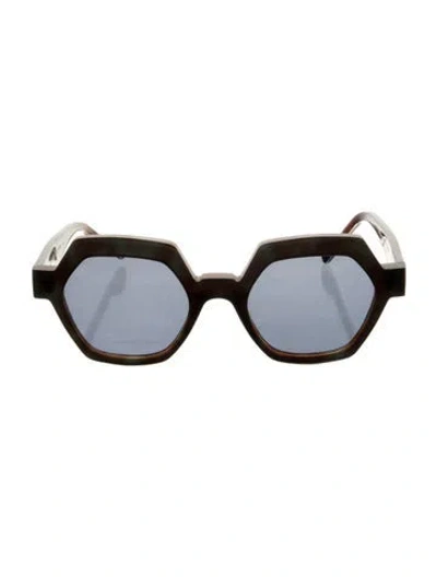 Pre-owned Anne Et Valentin Square Tinted Sunglasses In Brown