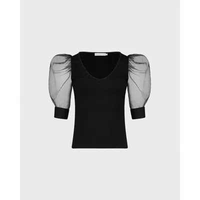 Anne Fontaine Aerial V-neck Top In Black