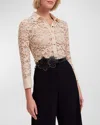 ANNE FONTAINE AMAZONE BUTTON-DOWN FLORAL LACE SHIRT