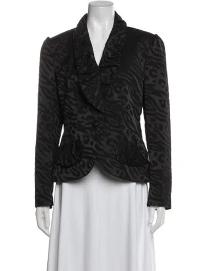 Pre-owned Anne Fontaine Animal Print Blazer In Black