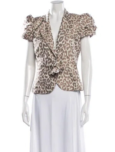 Pre-owned Anne Fontaine Animal Print Blazer In Neutrals