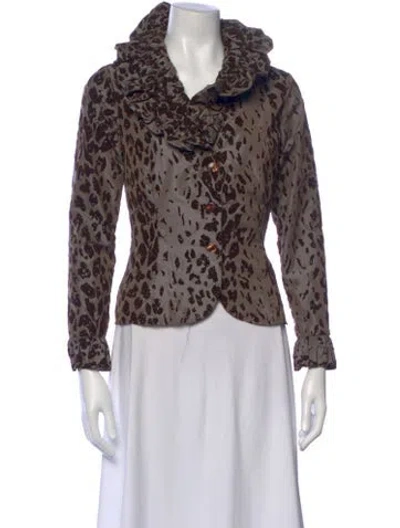 Pre-owned Anne Fontaine Animal Print Long Sleeve Top In Multi