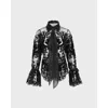 Anne Fontaine Arabesque Semi-sheer Embroidered Lace Shirt In Black