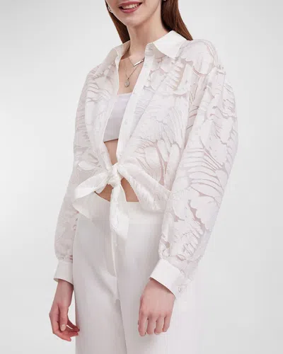 Anne Fontaine Azureen Button-down Burnout Shirt In White