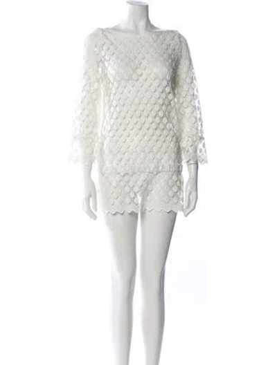 Pre-owned Anne Fontaine Bateau Neckline Mini Dress In White