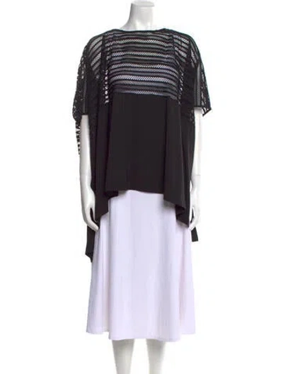 Pre-owned Anne Fontaine Bateau Neckline Short Sleeve Tunic W/ Tags In Black