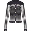 Anne Fontaine Cardigan Blue And White Striped Cardigan With Gold Flower Buttons In Blue