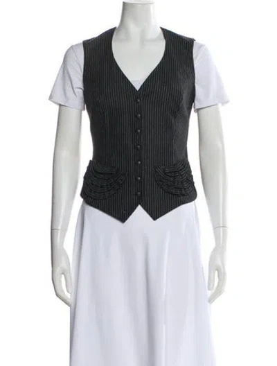 Pre-owned Anne Fontaine Charley Wool Vest In Black