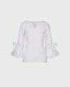 Anne Fontaine Clissa 3/4 Sleeves Fitted Pima Top Shirt In White