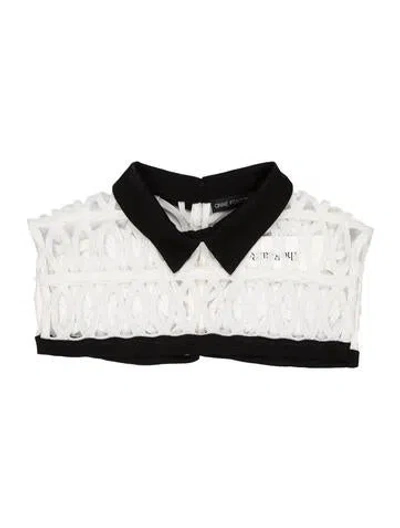 Pre-owned Anne Fontaine Colorblock Pattern Scarf In Black