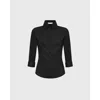 Anne Fontaine Connie Poplin 3/4 Shirt In Black
