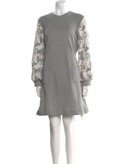 Pre-owned Anne Fontaine Crew Neck Mini Dress In Gray