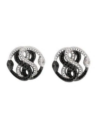 Pre-owned Anne Fontaine Crystal Intertwined Serpent Collar Clips In Black/clear
