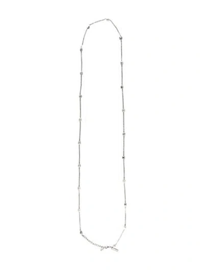 Pre-owned Anne Fontaine Faux Pearl Station Necklace, 56.75" In Multi