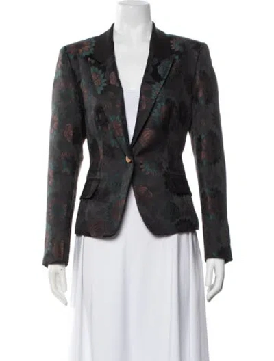 Pre-owned Anne Fontaine Floral Print Blazer W/ Tags In Black