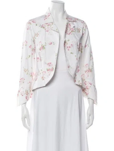 Pre-owned Anne Fontaine Floral Print Blazer In White