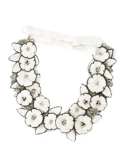 Pre-owned Anne Fontaine Floral Print Dickey In White