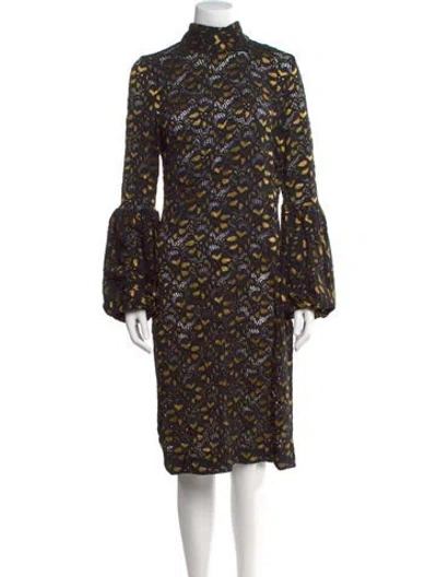 Pre-owned Anne Fontaine Floral Print Knee-length Dress In Black