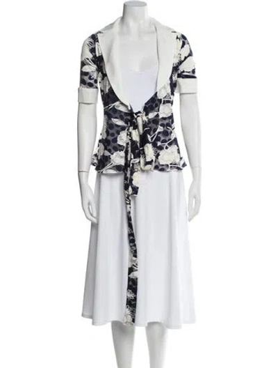 Pre-owned Anne Fontaine Floral Print Short Sleeve Blouse In Multi