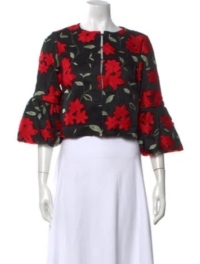 Pre-owned Anne Fontaine Floral Print Three-quarter Sleeve Blouse In Multi