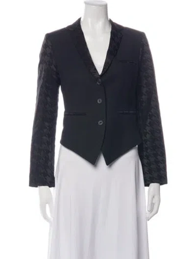 Pre-owned Anne Fontaine Houndstooth Print Blazer In Black/blue