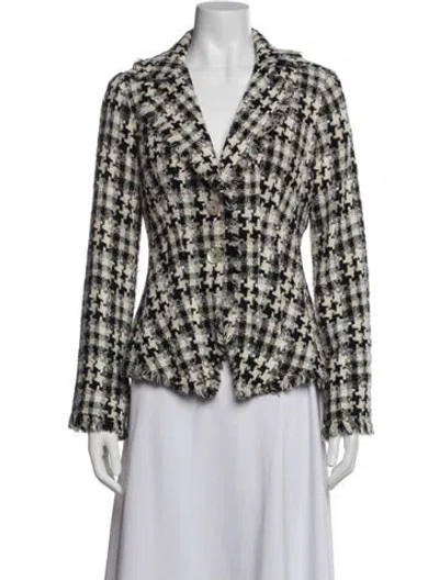 Pre-owned Anne Fontaine Houndstooth Print Blazer In Neutrals