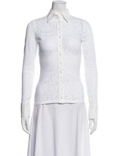 Pre-owned Anne Fontaine Lace Lace Pattern Blouse In White