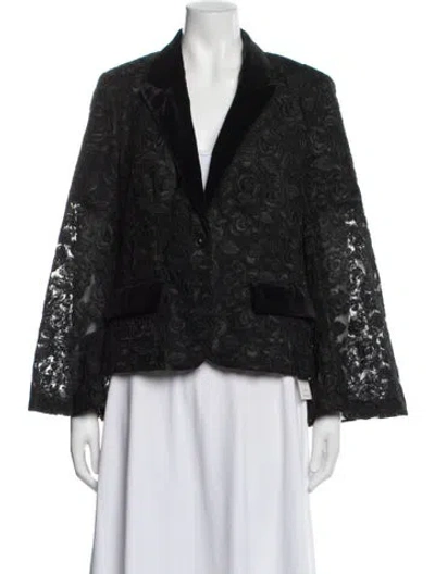 Pre-owned Anne Fontaine Lace Pattern Blazer In Black