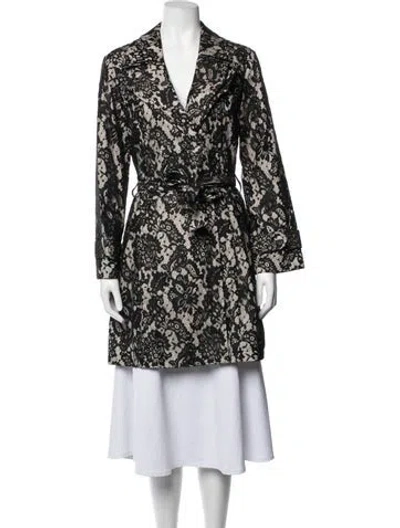 Pre-owned Anne Fontaine Lace Pattern Coat In Black